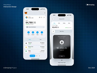 Experience the Future of Metamask 🔐 assets bitcoin blockchain blockchainapps coin crypto cryptoappdesign cryptowallet ethereum interactiondesign metamask minimaldesign security token uiux wallet web3