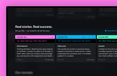 Real reviews. Not fake course design education landing reviews style ui uxui