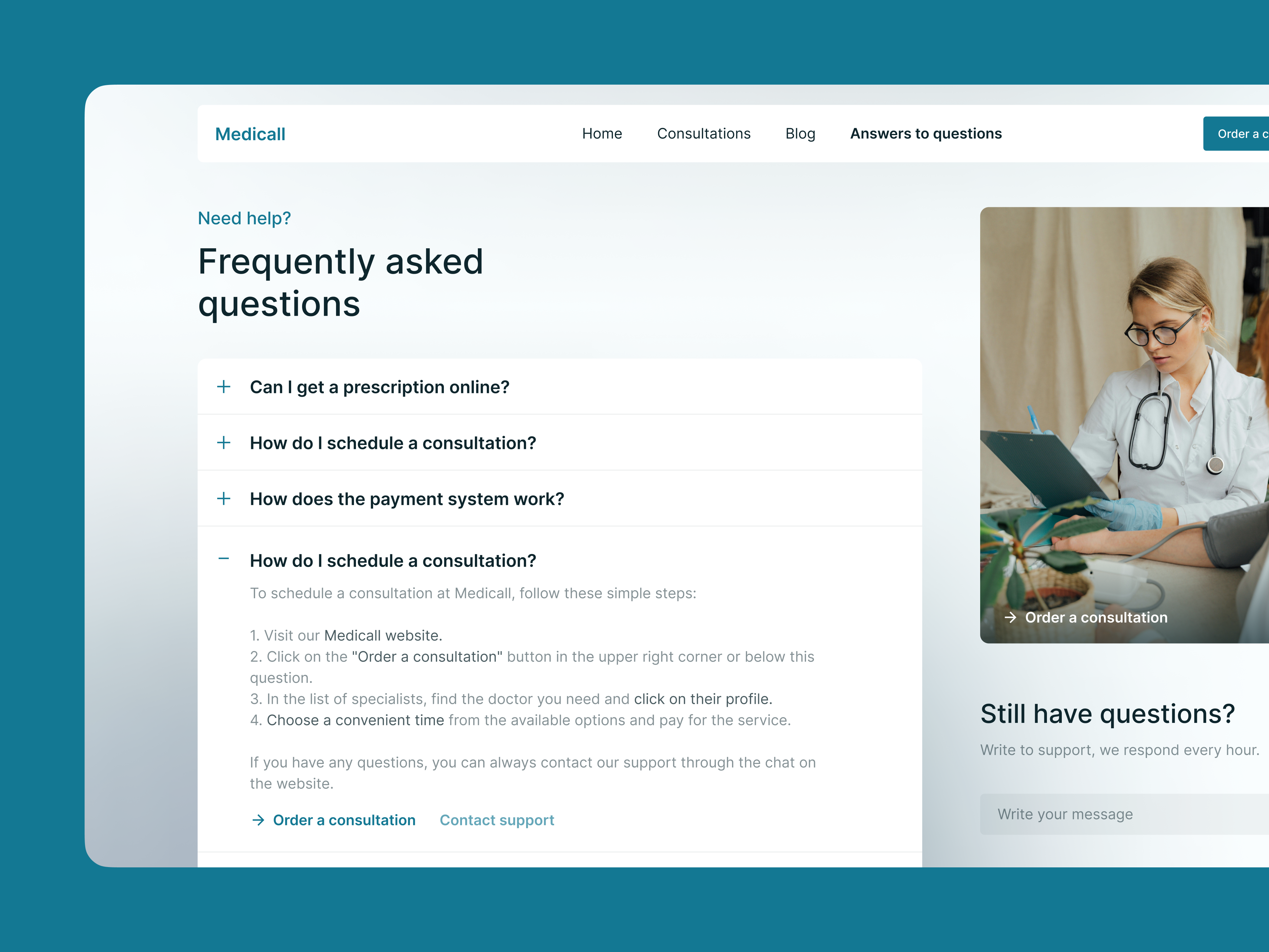 Medicall FAQ faq landing medic medical questions site uxui web website