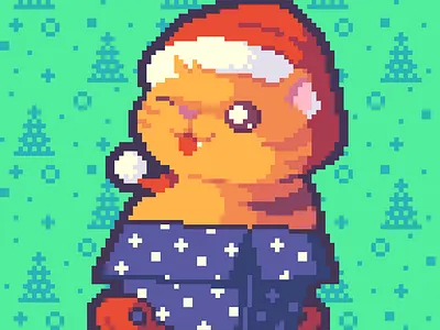 🎄🎁😽 cat christmas design digital art holiday illustration pixel art retro