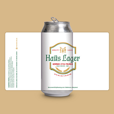 Haüs Lager Beer Label baltimore beer brewery clean design german graphic design label lager mockup packaging white