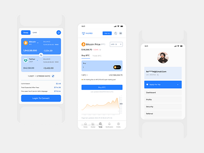 Madvex Project📈🌐 app blue crypto desigb design exchange mobile profile token trade trader ui ui design uiux ux webdesign website