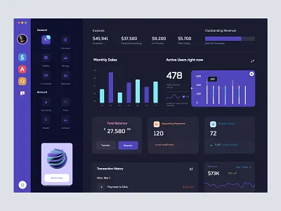 Digital Wallet Web App Dashboard admin panel dashboard dashboard design dashboard ui design digital wallet finance homepage product design saas dashboard ui concept ui design wallet web web design web page