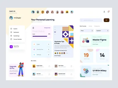 Learning Dashboard UI Concept admin panel dashboard dashboard design dashboard ui data management design education homepage learning dashboard management tools product design saas dashboard ui concept ui design