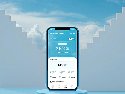 Room Temp Monitor Mobile App app app presentation forecast mobile ui room temperature measure app weather weather app weather forecast weather monitoor app