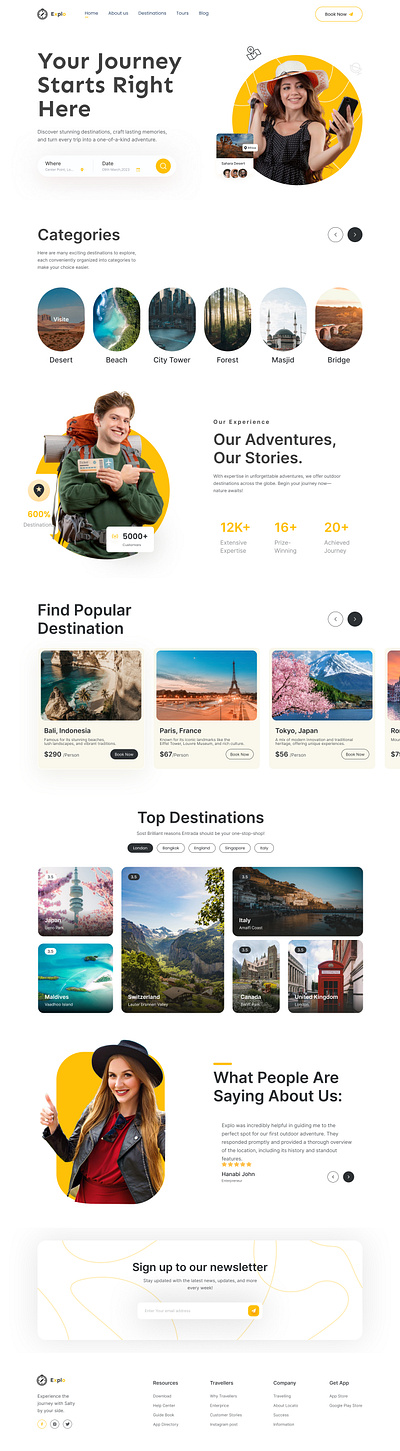 Explo, The travel website landing page design adobexd branding design figma graphic design landing page materialdesign motion graphics travel ui uiux ux website