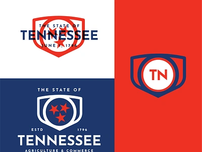 Tennessee State Logo Redesign - State Logo Project branding crest custom design graphic design icon illustration logo shield stars tennessee tn trademark unsited stat us vector