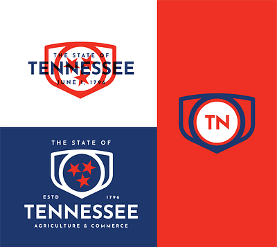 Tennessee State Logo Redesign - State Logo Project branding crest custom design graphic design icon illustration logo shield stars tennessee tn trademark unsited stat us vector