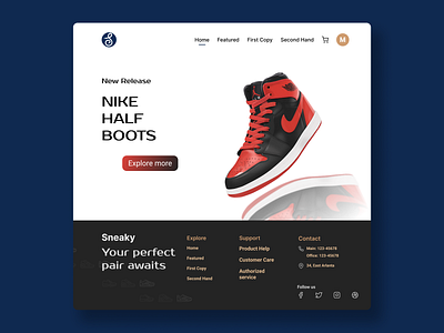 E-com shoes website Sneaky ecommerce graphic design landing page shoes ui user interface ux web design