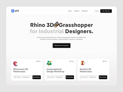 live courses for industrial designers 3d home page industrial design landing page live class online call ui design uiux design web design website website design