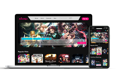 Anime Streaming Website and Application app application branding case study design design system graphic design illustration logo portfolio typography ui ux vector website