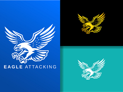 Eagle Attacking Logo alcon logo america bird black eagle company eagle eagle attacking flight fly flying freedom graphic design hawk logo outdoor ui ux vector wing wing logo wings