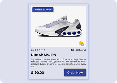 Modern E-Commerce Product Card UI – Nike Air Max DN clean design cta button e commerce ui nike shoe ui product card product page responsive ui shopping app