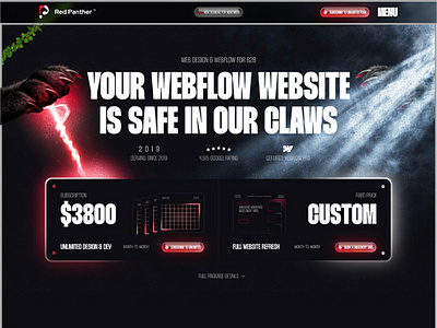 Webflow Design Company | Red Panther™ after effects animation beam branding design energize energy graphic design inspiration laser light light ray marketing powerful saber ui web design webflow website