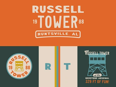 Russell Tower Branding alabama badge camp camping huntsville ill illustration outdoor retro tower