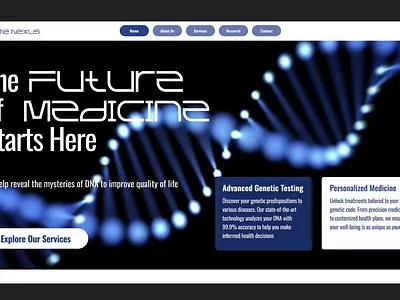 First screen for a genetic research lab animation design first screen ui web design