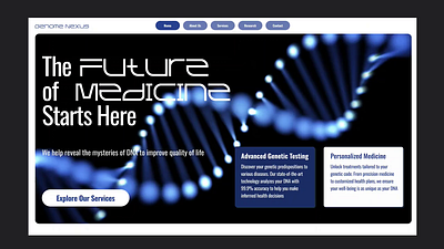 First screen for a genetic research lab animation design first screen ui web design