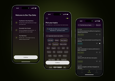 Dev Tips Daily Mobile App app developers mobile application ui ui app ui design user expierence user interface ux ux design