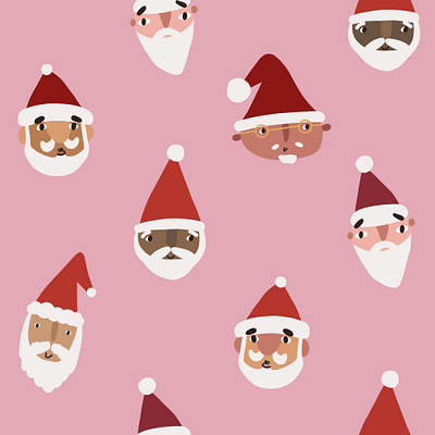 Pattern with cartoon Santa Claus for Merry Christmas branding design face graphic design happy new year holidays illustration merry christmas santa claus seamless pattern vector