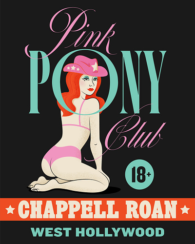 Pink Pony Club chappell roan illustration los angeles pink pony club pop music pop star poster vintage weho west hollywood