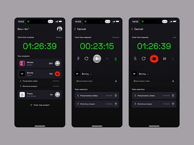 Time tracking app app design concept design mobile app product design project managment saas saas mobile time time tracking timer timing ui ux uxui