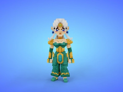 Elf 4 Voxel Character - 3D Lowpoly Fantasy Creature - Game Asset 3d 3d model cartoon character elf fantasy female game art game asset gamedev lowpoly princess solodev stylized unity3d voxedit voxel art woman