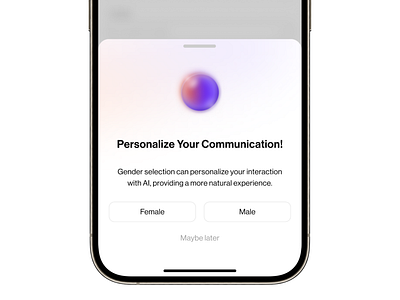 AI Communication Personalization - Bottom Sheet ai app application artifical intelligence bottom sheet design gender mobil mobile personalization ui ux uygulama yapay zeka