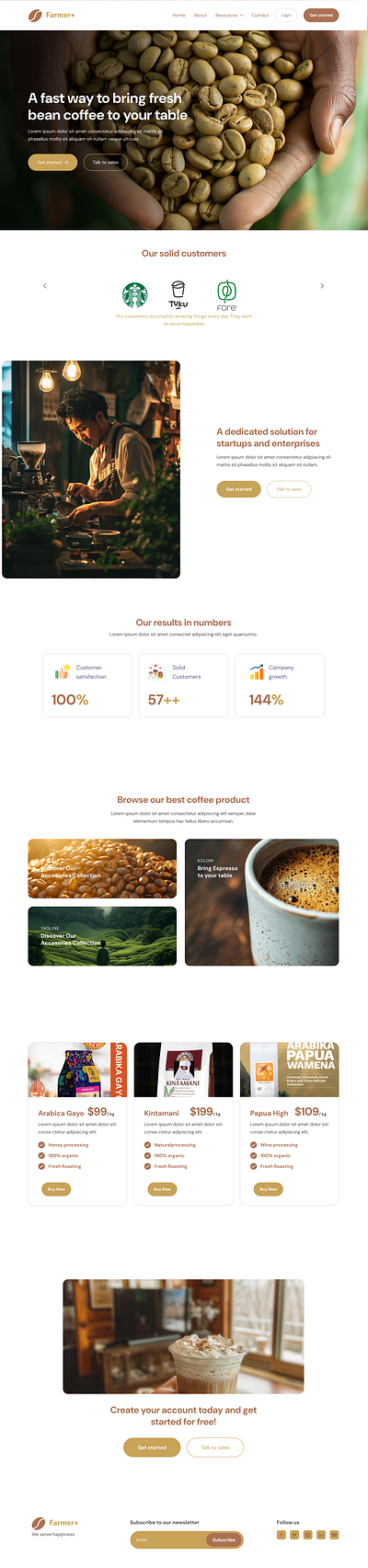 Coffee Farming: Landing Page Design agriculture coffee landing page ui uiux design ux