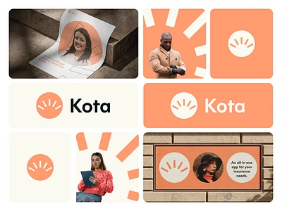 Kota Direction 1 abstract behance branding branding and identity clean color palette design dribbble friendly graphic design graphic designer identity insurance logo logo design minimal modern orange tan visual identity