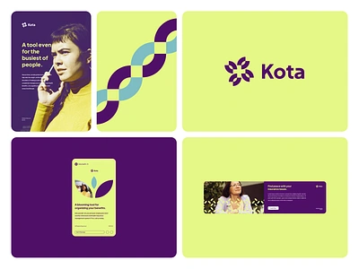 Kota Direction 12 banner branding branding and identity color palette design design agency designer graphic design identity insurance layout logo logo design modern pattern social media tech texture type yellow