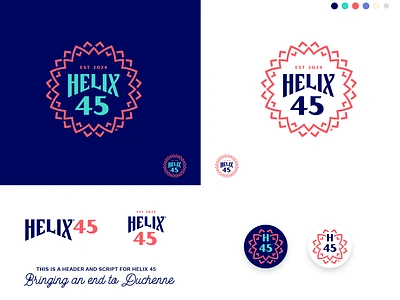 Helix 45 Marks badge blue brand brand design branding custom type illustration logo logo design navy pink purple salmon typography vector