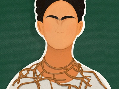 Frida Kahlo - Mexican painter design digital digital art digital painting dribbble frida green illustration ipad minimal portrait procreate vector