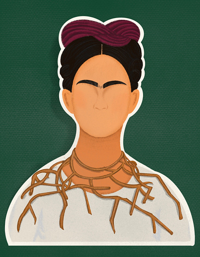 Frida Kahlo - Mexican painter design digital digital art digital painting dribbble frida green illustration ipad minimal portrait procreate vector