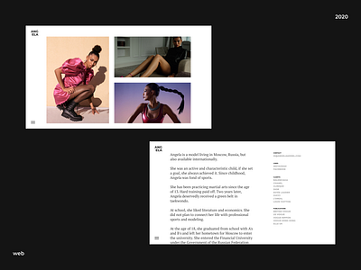 Model's personal portfolio website design fashion model ui ux web