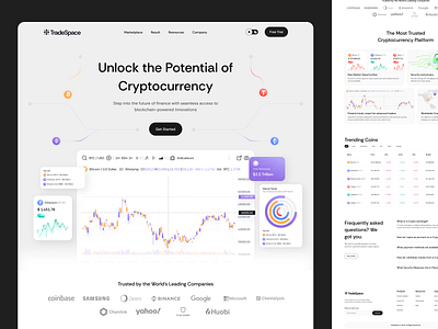 TradeSpace - Cryptocurrency Landing clean design crypto crypto landing page cryptocurrency cryptocurrency landing design landing page ui uiux web design