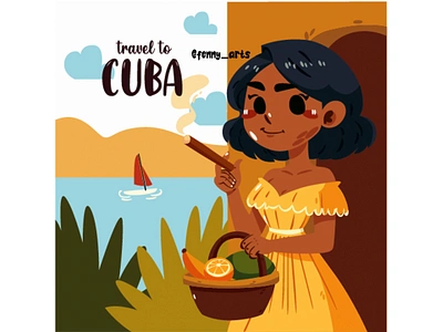 Hand Drawn Cuba Poster Template adventure backpacking beach cigars cuba culture exploration festival guide island landscape local nature roadtrip sunshine tourism tradition transportation travel vacation