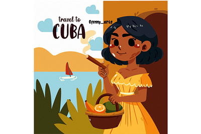 Hand Drawn Cuba Poster Template adventure backpacking beach cigars cuba culture exploration festival guide island landscape local nature roadtrip sunshine tourism tradition transportation travel vacation