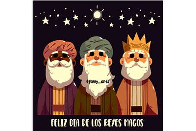 Illustration of Reyes Magos Background celebration character christmas crown culture decoration event festival holiday january king magi men moon seasonal spanish star symbol tradition wise