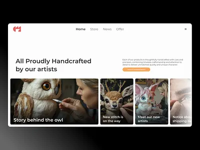 Handcraft website landing page art clean econmerce econmmerce flat handcraft landing page online shop platform shop shopping simple start up store ui website