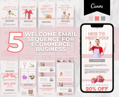 Editable Baking Materials Welcome Email Sequence Template baking material brand templates canva email ecommerce business email marketing email templates klaviyo template mailchimp template newsletter template welcome email