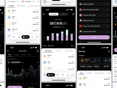 Crypto Mobile App UI/UX - Full Screen analytic bitcoin blockchain btc buy chart crypto crypto exchange crypto mobile app eth ethereum finance fintech ios mobile app product design saas trading ui uiux