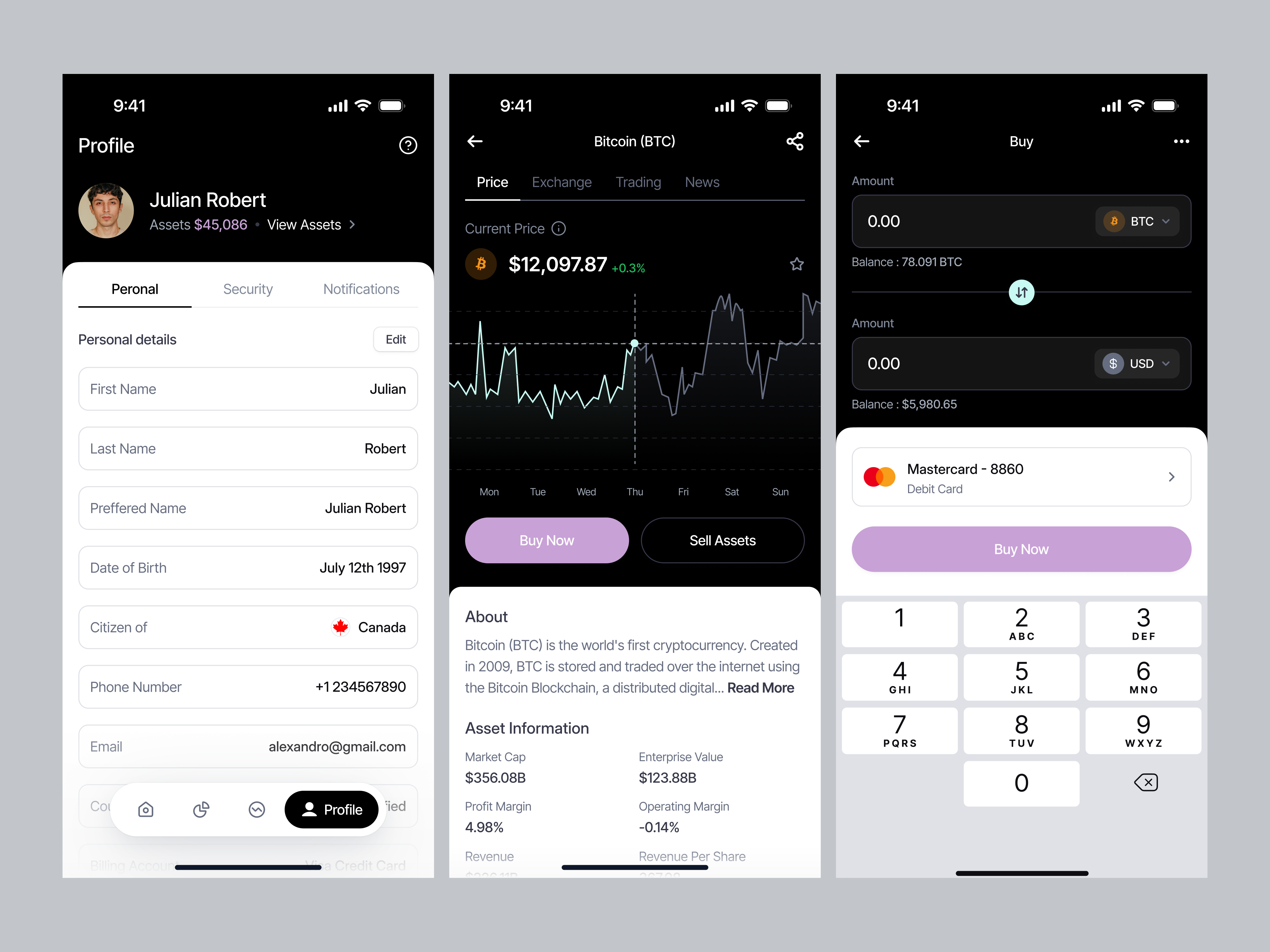 Crypto Mobile App UI/UX - Full Screen by Keitoto on Dribbble