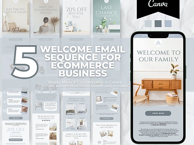 Editable Furniture Welcome Email Sequence Template brand templates canva email canva template editable email email marketing furniture home decor klaviyo template mailchimp template marketing ideas newsletter template welcome email