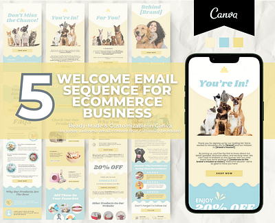 Editable Pet Toys Welcome Email Sequence Template brand templates canva email canva template cat dog editable email email marketing email templates klaviyo template mailchimp template newsletter template pet toys welcome email