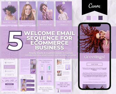 Editable Hair Care Product Welcome Email Sequence Template brand templates canva email canva template design templates editable email email marketing email templates hair care hair products klaviyo template mailchimp template newsletter template welcome email