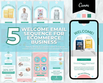 Editable Supplements Welcome Email Sequence Template brand templates canva email canva template design templates editable email email marketing email templates klaviyo template mailchimp template newsletter template supplements welcome email