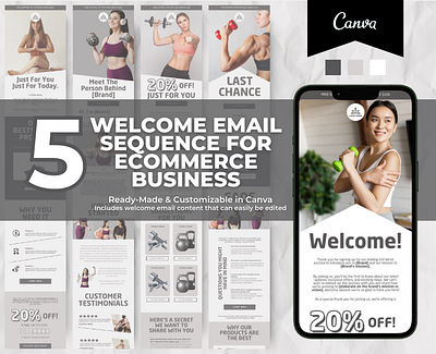 Editable Fitness Equipment Welcome Email Sequence Template brand templates canva email canva template editable email email marketing email templates fitness equipment klaviyo template mailchimp template newsletter template welcome email