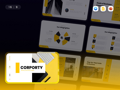 Corporty PowerPoint Template black business corporty gsl key modern ppt pptx presentation template ui website yellow