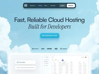 Cloud Hosting - Hero Section ☁️ ai calm cloud design hero section hosting landing page midjourney peacful platform saas ui web design