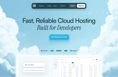 Cloud Hosting - Hero Section ☁️ ai calm cloud design hero section hosting landing page midjourney peacful platform saas ui web design